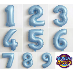 Kit 2 Balão Metalizado Numero Azul Bebe Candy 40cm Festa Decoração Aniversário Balão Metalizado