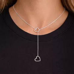 Colar Gravatinha feminino pingente de Coração pendurado folheado a prata 925
