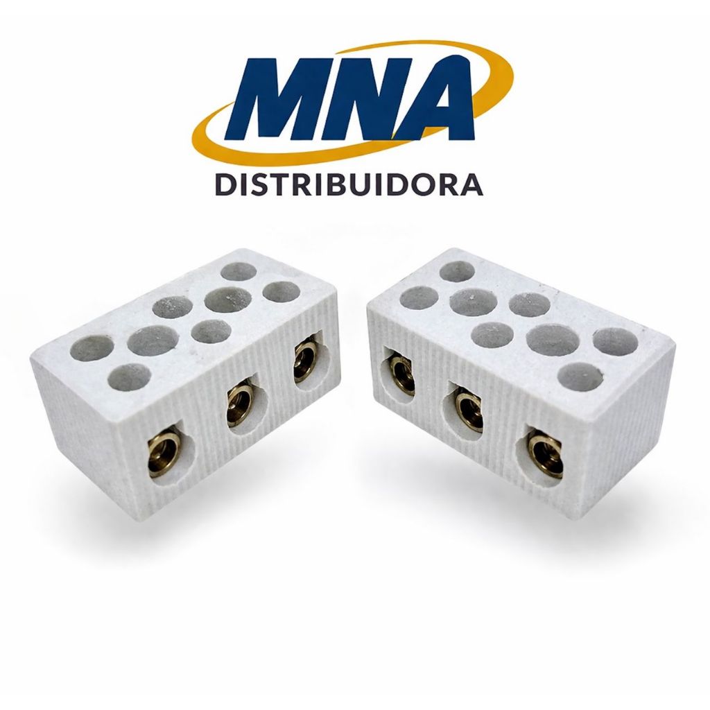 2x Conectores de Porcelana Tripolar Cabo de 16mm 3 Polos