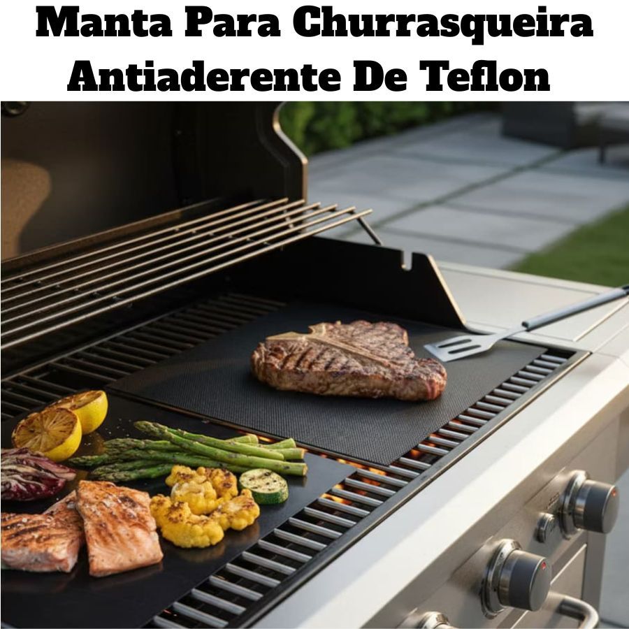 Manta Para Churrasqueira Antiaderente 40x33 De Teflon Para Airfryer Grelha Churrasco  Antiaderente Fácil Manuseio