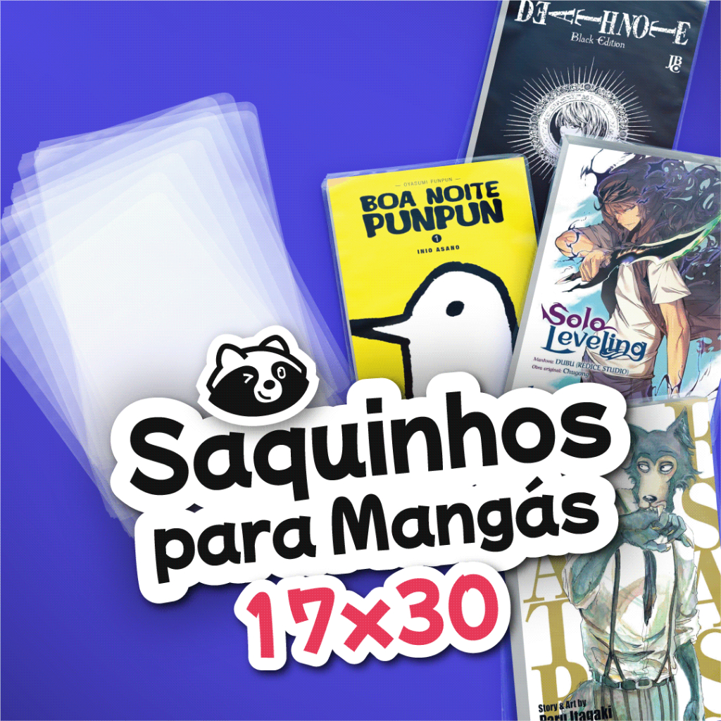 Saquinhos para Mangás e HQs 17x30 - Saquinhos PP Polipropileno Mangá e HQ - 25, 50 e 100 unidades