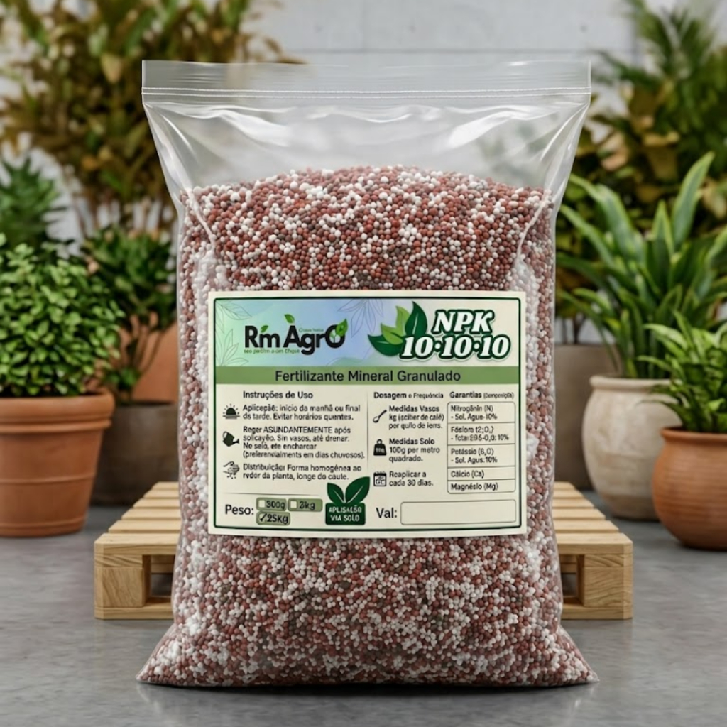Adubo Mineral NPK 10-10-10 Granulado Nutrição Vegetal