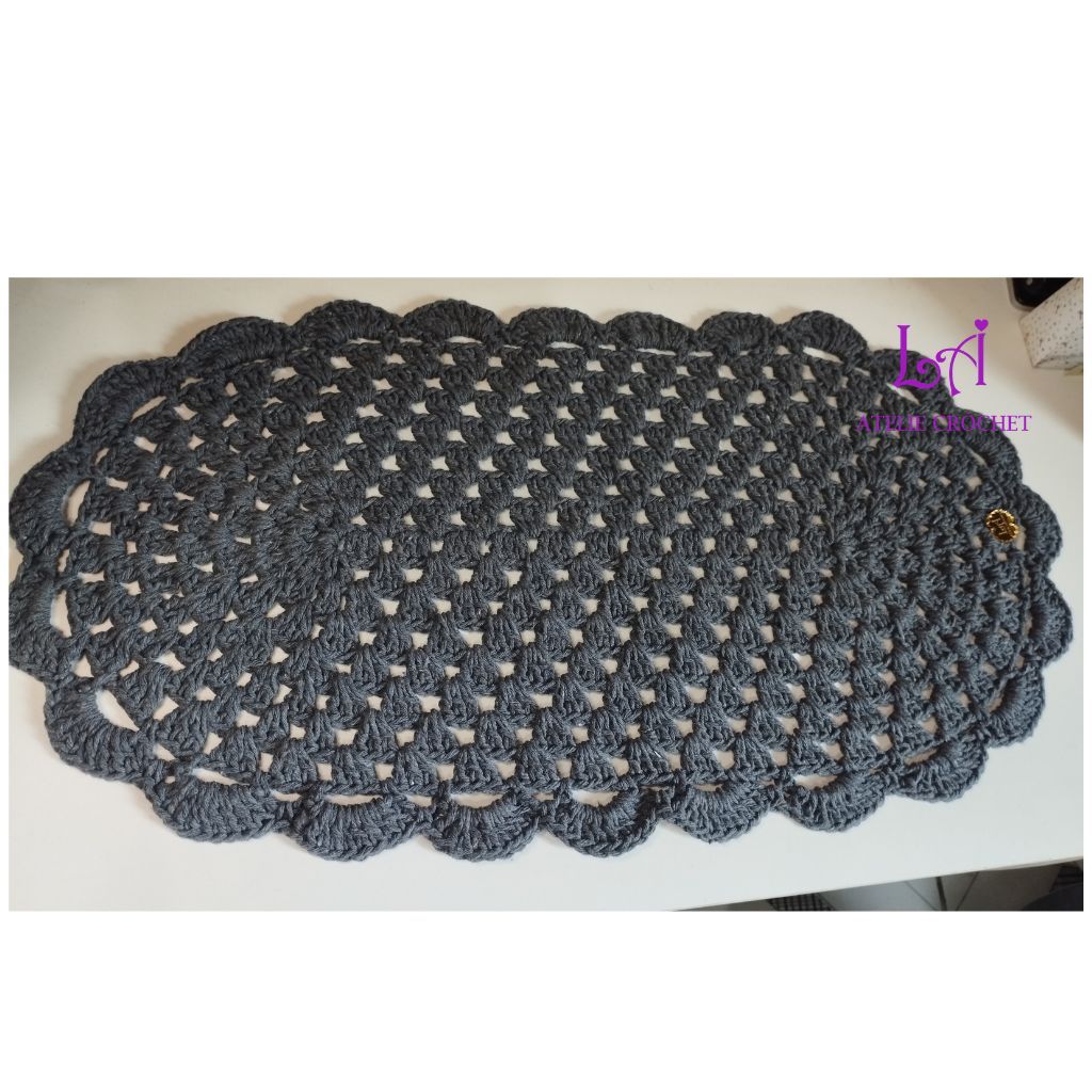 MINI CAMINHO DE MESA CROCHÊ / COR CHUMBO / Pequeno 57x30 | Trilho Decorativo Simples Barato Promoção