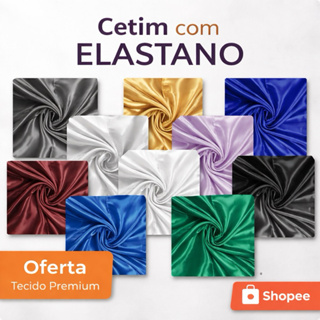 Cetim Com Elastano TODAS AS CORES 1.50 de Largura Cetim com Lycra em Oferta na Shopee