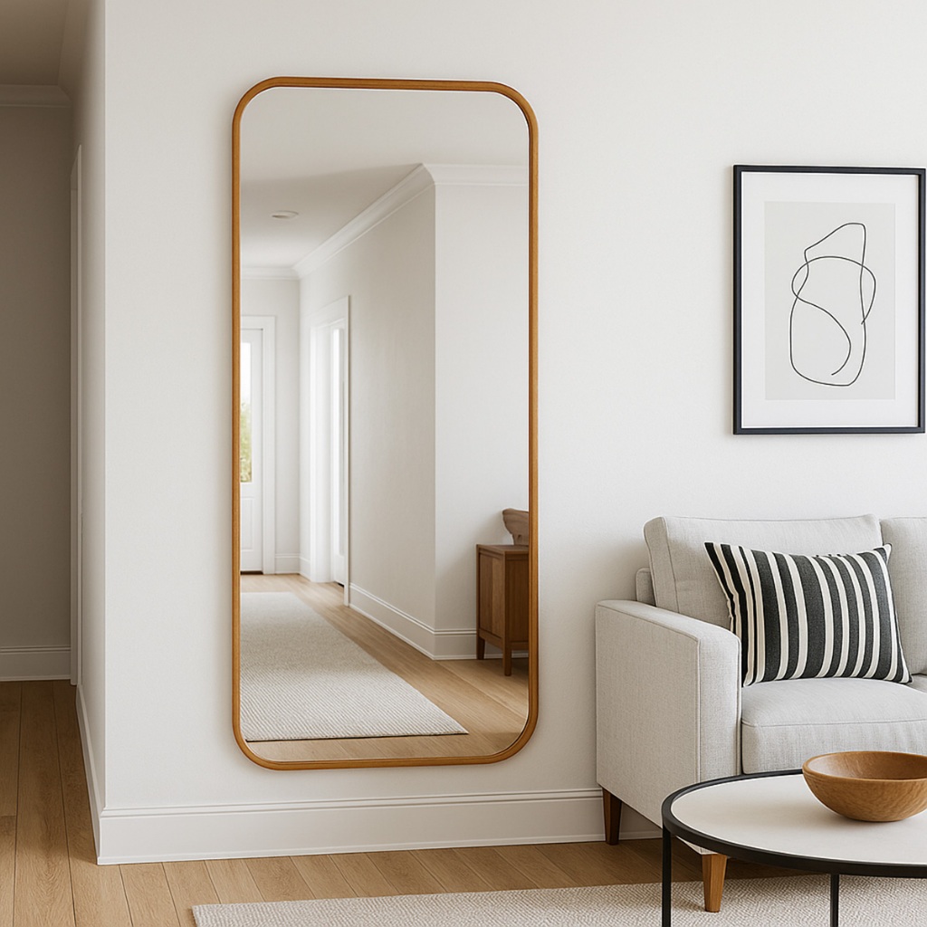 Espelho Orgânico Retangular 53x110cm Grande Moderno Decorativo Para Parede Sala Quarto Ban...