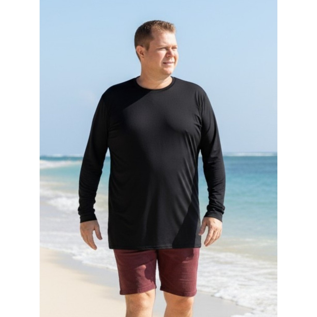 Camiseta Plus Size Masculina Manga Longa UV50 Blusa Segunda Pele com Proteção Solar Verão Calor