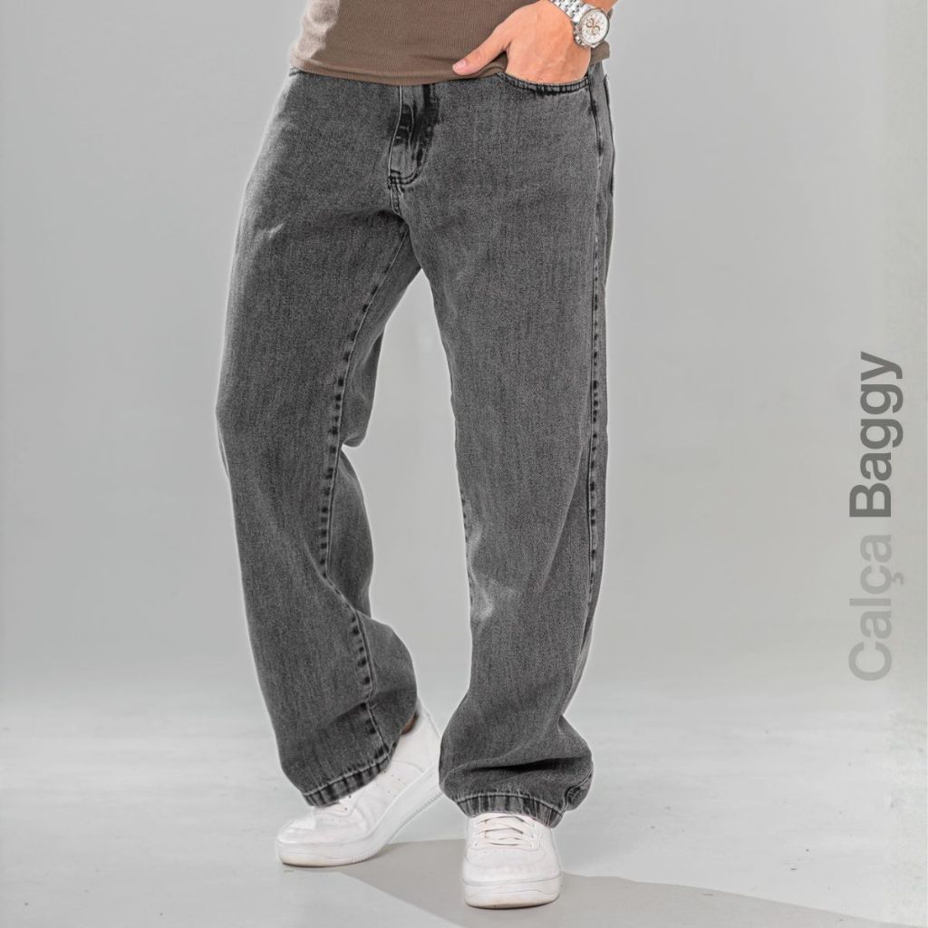 Calça Baggy Balão Jeans Grafite Marmorizada Streetwear Larga Skatista 36 ao 48