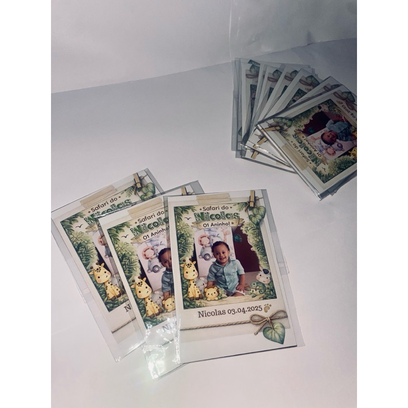 Imã de Geladeira Personalizado + Chaveiro com Foto | Lembrancinha Aniversário Infantil Safari | Foto e Nome