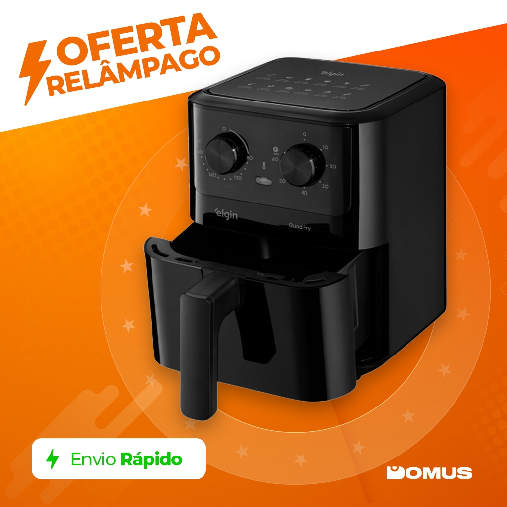 Air Fryer Elgin Quad Fry 4,2L 1400W Preta Fritadeira Sem Óleo
