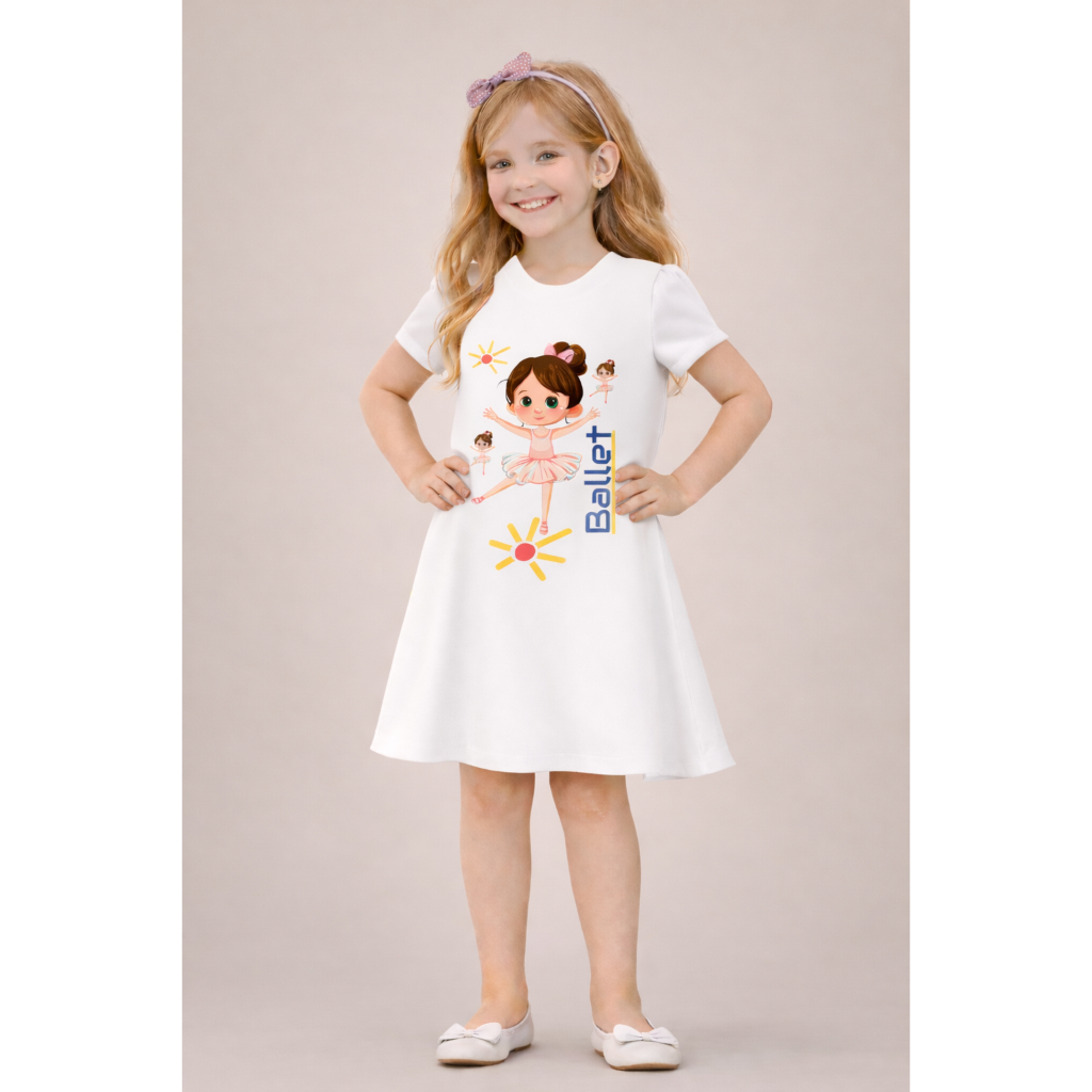 Roupa menina Vestido 4 a 10 anos infantil menina Lindo Confortável Passeio Bailarina