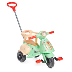 Triciclo Infantil Vespita Com Haste Empurrador e Proteção Lateral Velotrol Motoca C/ Buzina Calesita
