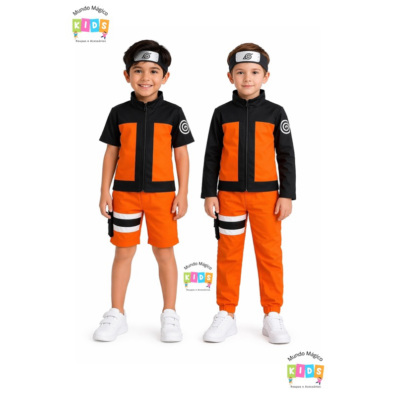 Conjunto Naruto longo ou curto Com Acessórios aniversário