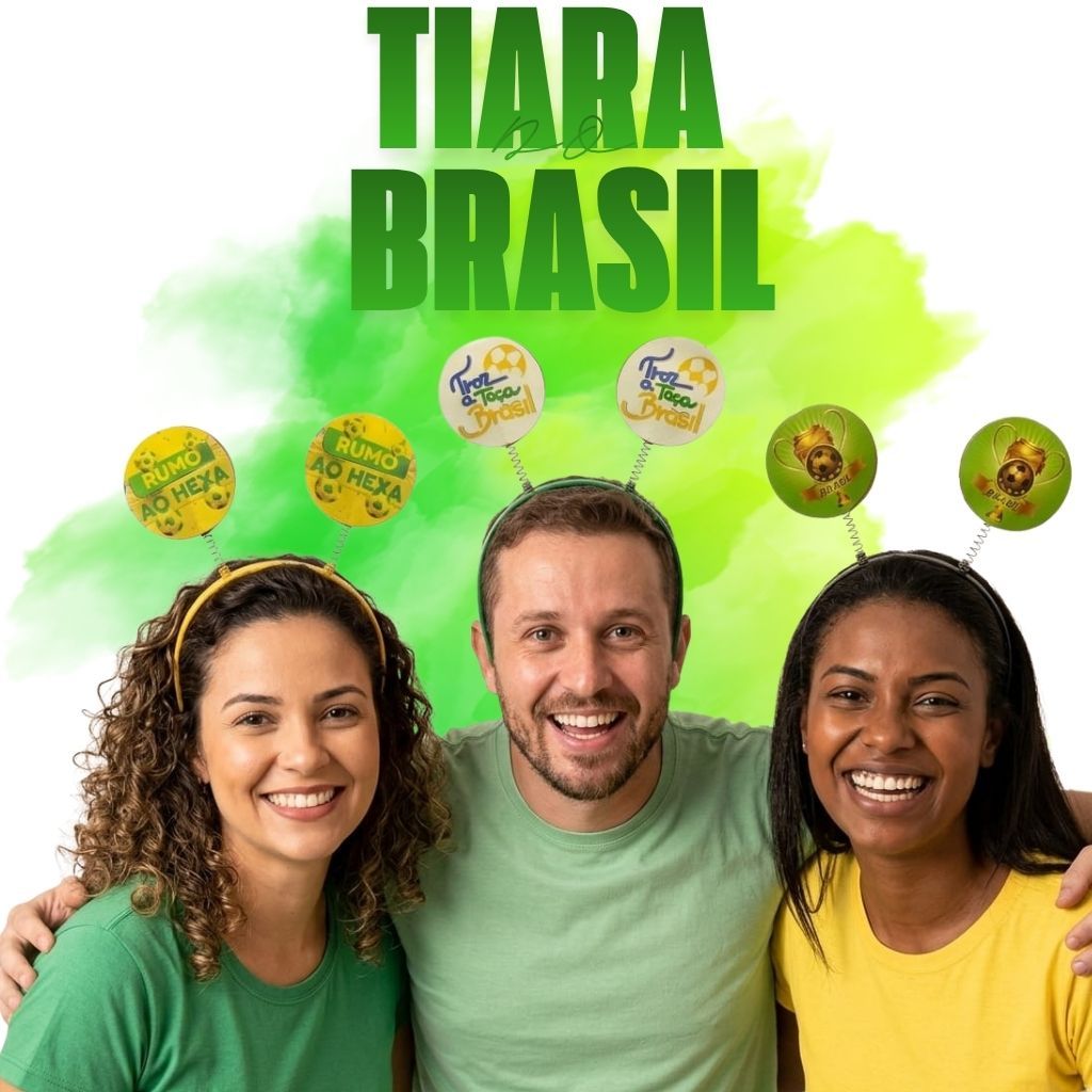 Tiara Arquinho Tag Futebol Brasil Torcida Copa Do Mundo 2026 Festa Comemorações 5/10 Unidades