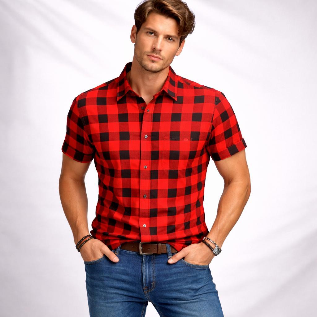 Para o Arraiá: Camisa Masculina Xadrez de Manga Curta, Ideal na Festa Junina e São João – Caimento Leve e Conforto para
