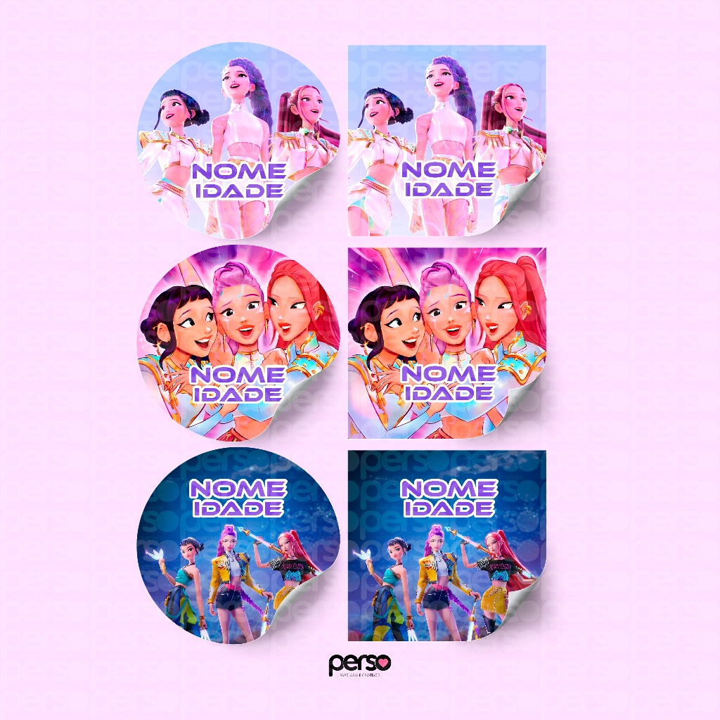 Adesivos Personalizados Guerreiras do KPOP Festa Adesivos Personalizados Huntrix Guerreiras do KPOP em Oferta na Shopee