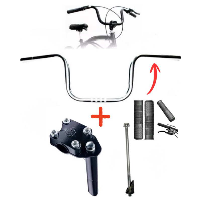 Guidão Modelo de Moto Cromado Preto Alto Titan CG15 Bike Mesa Suporte Bmx Cross Bicicleta Caneta Expander