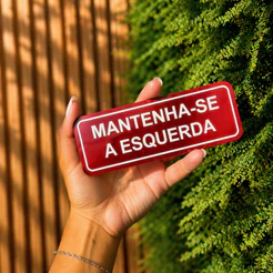 Placa Decorativa 3D “Mantenha-se à Esquerda” – Estilo Divertido e Criativo (Várias Cores)