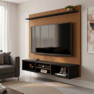 Prateleira Estante Home Painel Tv Até 50 Ripado 3d Everest