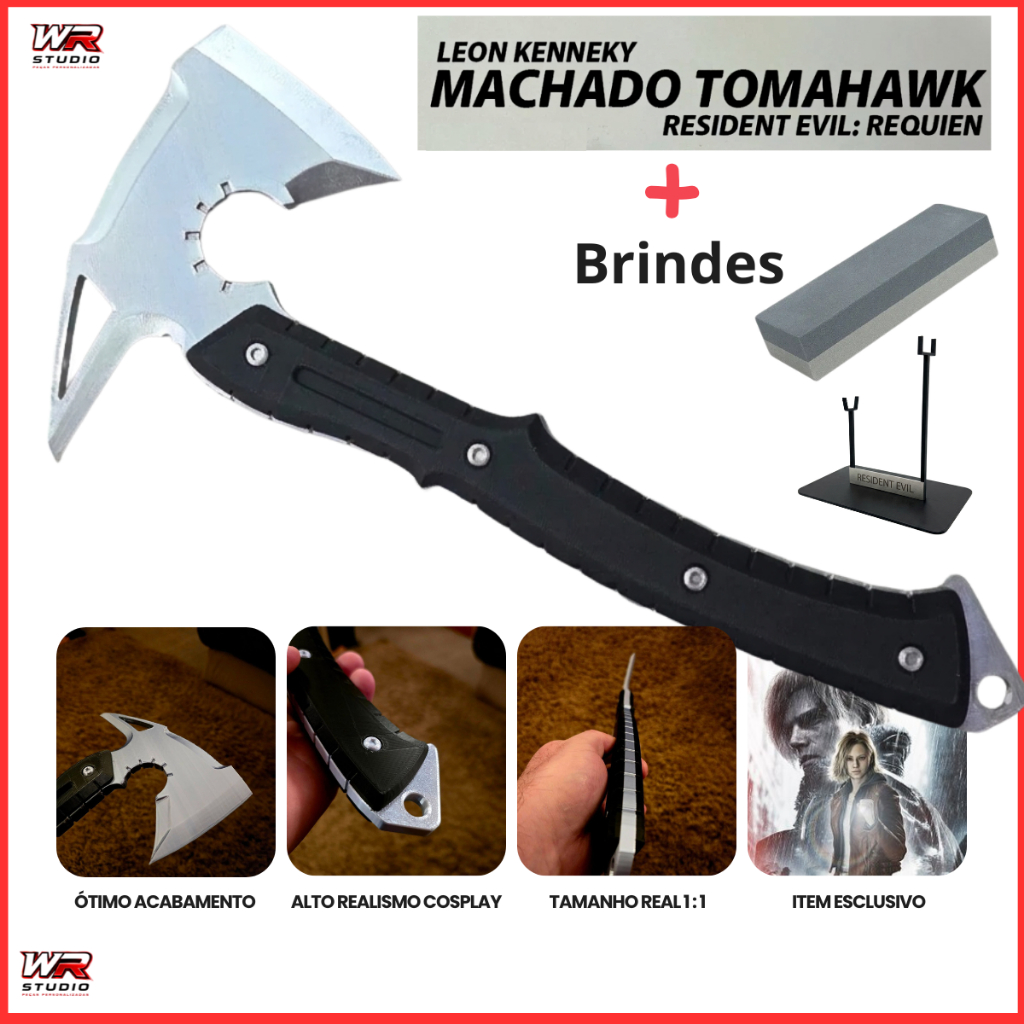 Machado Leon Kennedy Resident Evil Requiem - Réplica machado Tomahawk Cosplay Decoração