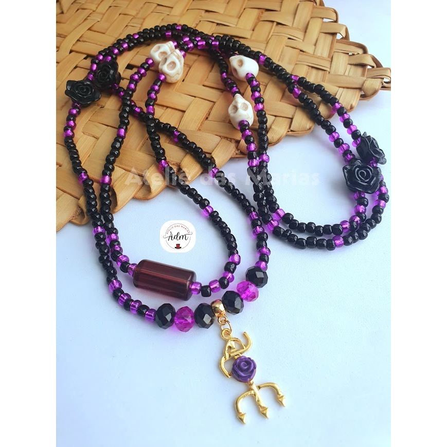 Guia Pombagira Maria Mulambo/Maria Quitéria/Farrapo Fio de contas Preto e Roxo