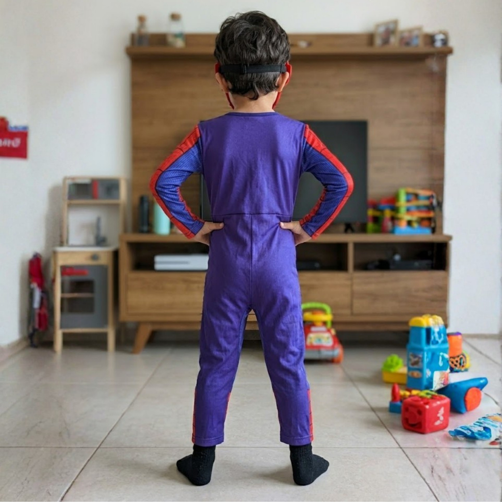 FANTASIA INFANTIL HOMEM ARANHA COM ENCHIMENTO E MÁSCARA — imagem 2 de 2