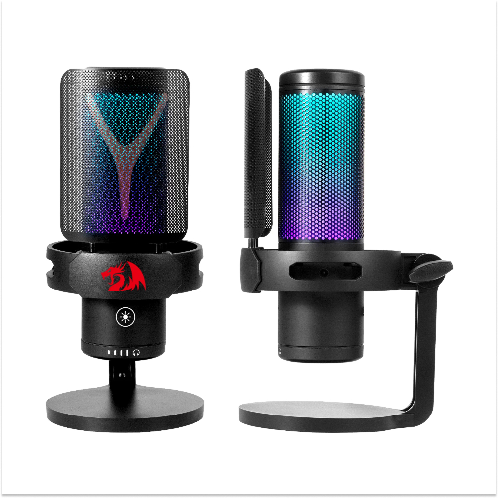 Microfone Gamer Redragon Fenris Gm301 Condensador USB Rgb