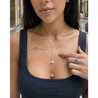 Colar Gravatinha Veneziana Prata 925 C/ Pérola Joia Feminina Original