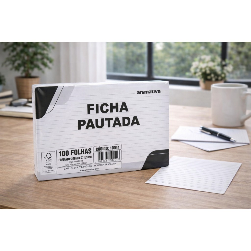 Kit ficha pautada tamanhos, 100 folhas de 4x6, 5x8, 6x9