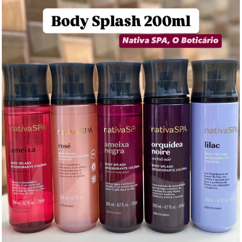 Body Splash Nativa SPA Jasmin Sambac, ameixa, ameixa negra, orquidea ou Flor de Ameixa 200ml