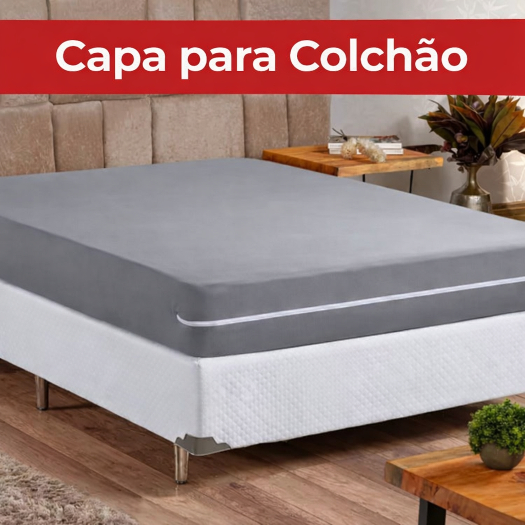 Capa de Colchão para Casal Poliéster com Zíper Variás Cores