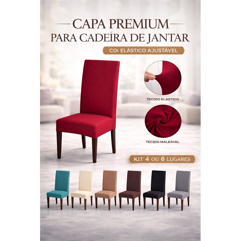 Capa de Cadeira Ajustável com Elástico Kit 4 e 6 Lugares Jantar Eventos Buffet em Oferta na Shopee