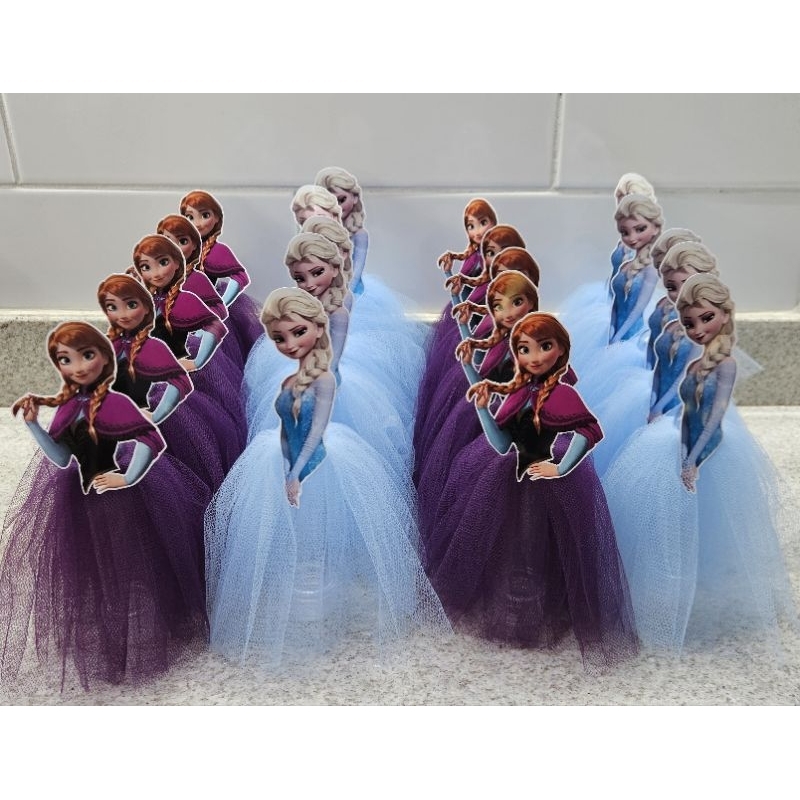 20 Tubetes com saia de tule Frozen festa infantil tubetes decorados personalizados Frozen Anna Elsa Olaf tubete com saia