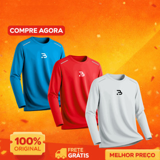 Kit 3 Camiseta Manga Longa Masculina Dry Fit Treino Academia Refletivo