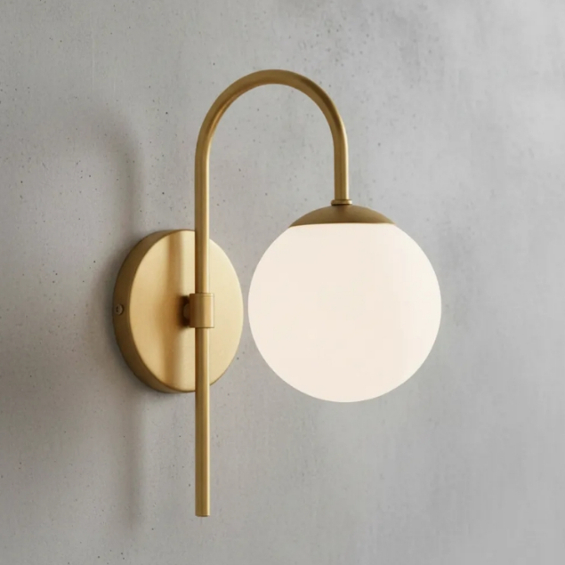 Arandela Parede Globo Jabuticaba G9 S/ Lâmpada Dourado Fosco Quarto Sala Cabeceira Decoração