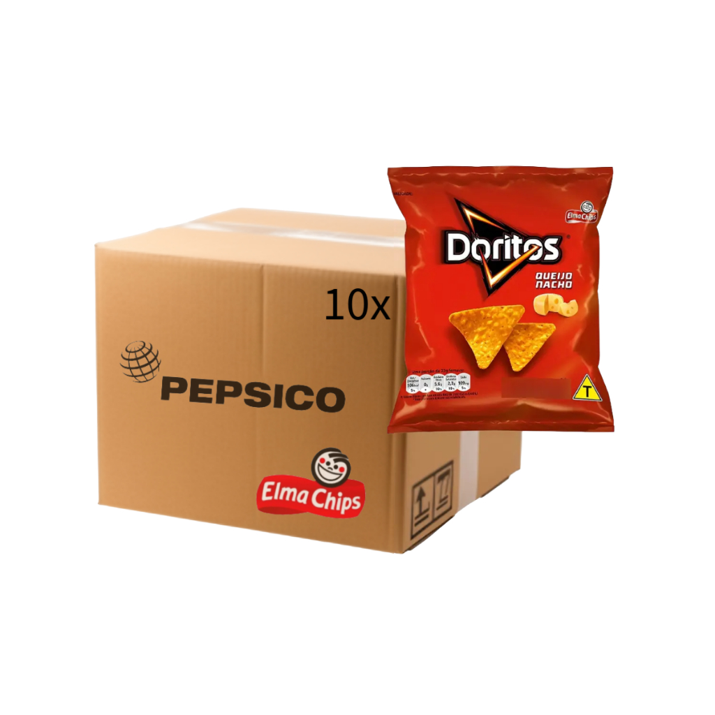Kit 10 Pacotes de Salgadinho De Milho Doritos Queijo Nacho 19g Elma Chips