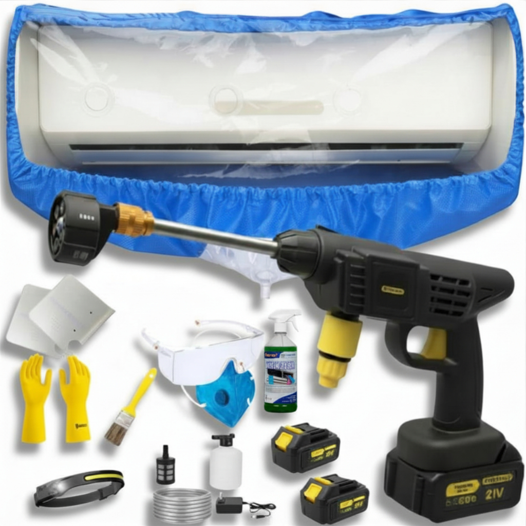 Kit Limpeza De Ar Condicionado Split Bolsa Coletora 9k á 30k + Lavadora 21V