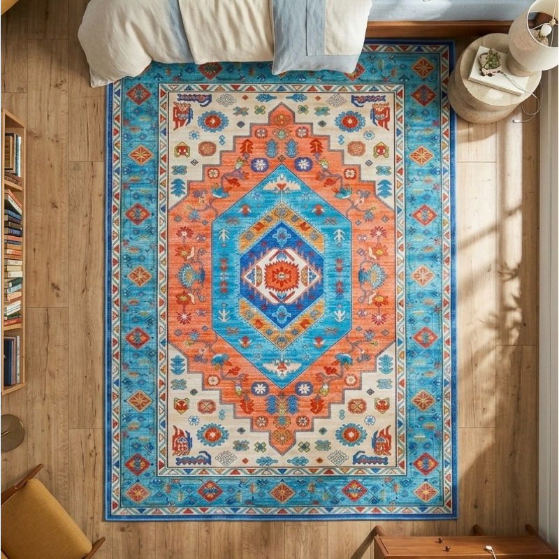 Tapete Retangular Estilo Persa 80x120 cm - Veludo Cristal Estampado Antiderrapante em Oferta na Shopee