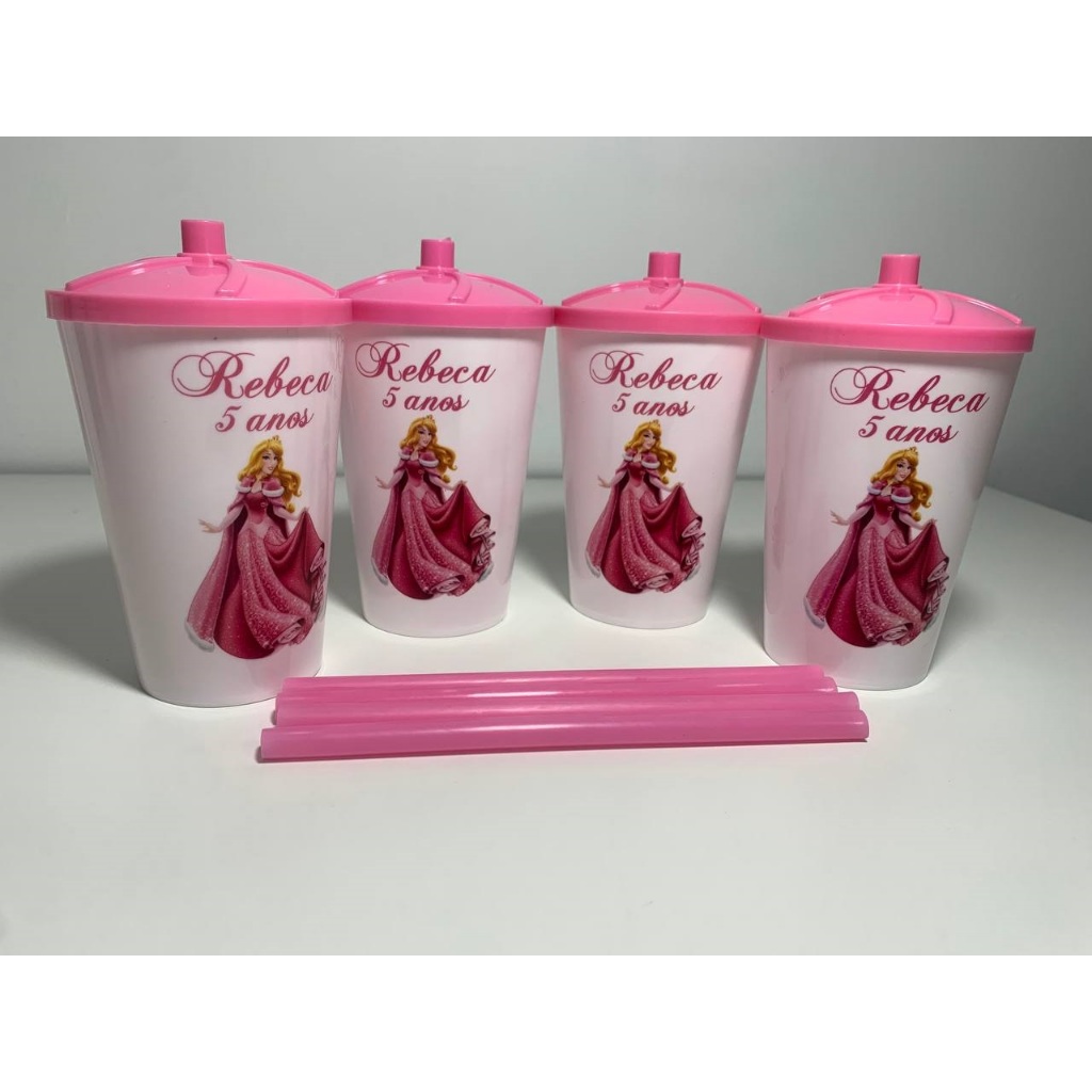 Copos Twister Personalizado p/ Lembrancinhas de Aniversário Princesa Aurora Bela Adormecida  500m