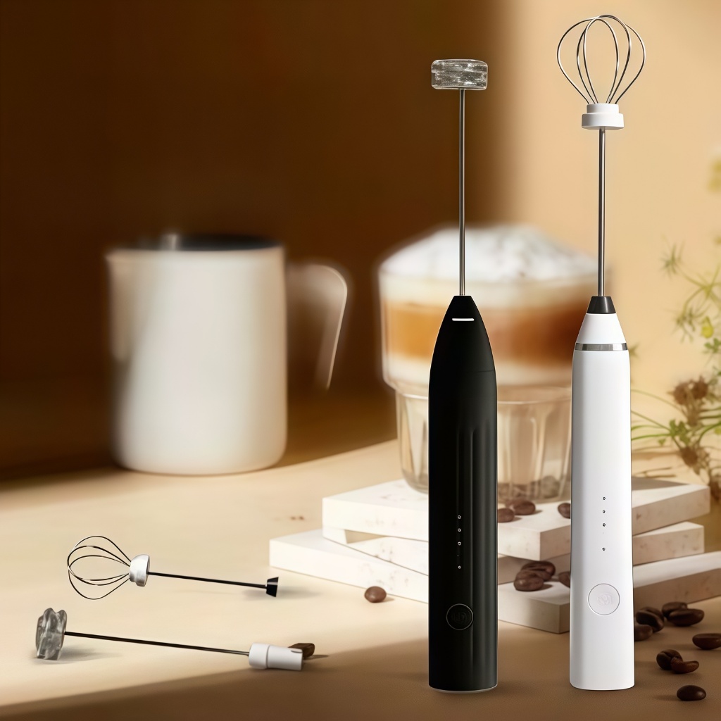 Mixer Misturador de Bebidas Elétrico Recarregável 2 em 1 Portátil Com 3 Velocidades Ajustáveis Espuma Leite Clara-M2