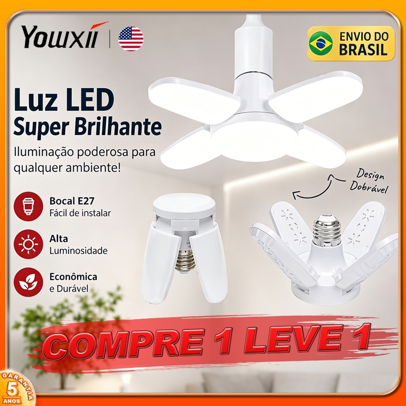 Yowxii Luminária LED 60W Dobrável Ventilador De Teto Luz De Alta Intensidade Lâmpada Luz Led 110v/220v