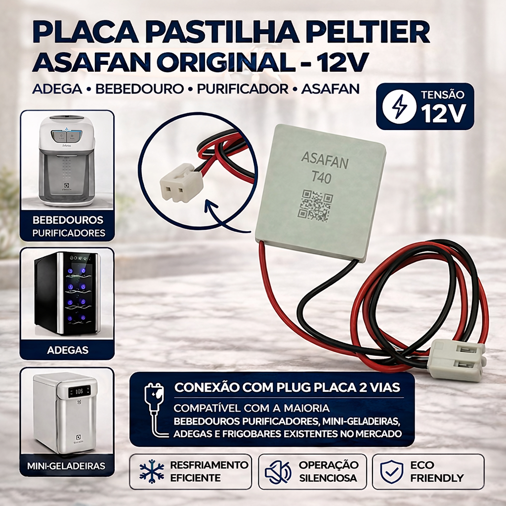 Pastilha Peltier Placa 12v 12706 Adega Bebedouro Purificado Asafan Original Brastemp  Consul  Electrolux  Continental