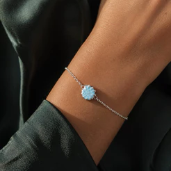 Pulseira Prata 925 Pingente Caracol Azul Pendurado Atemporal e Delicada