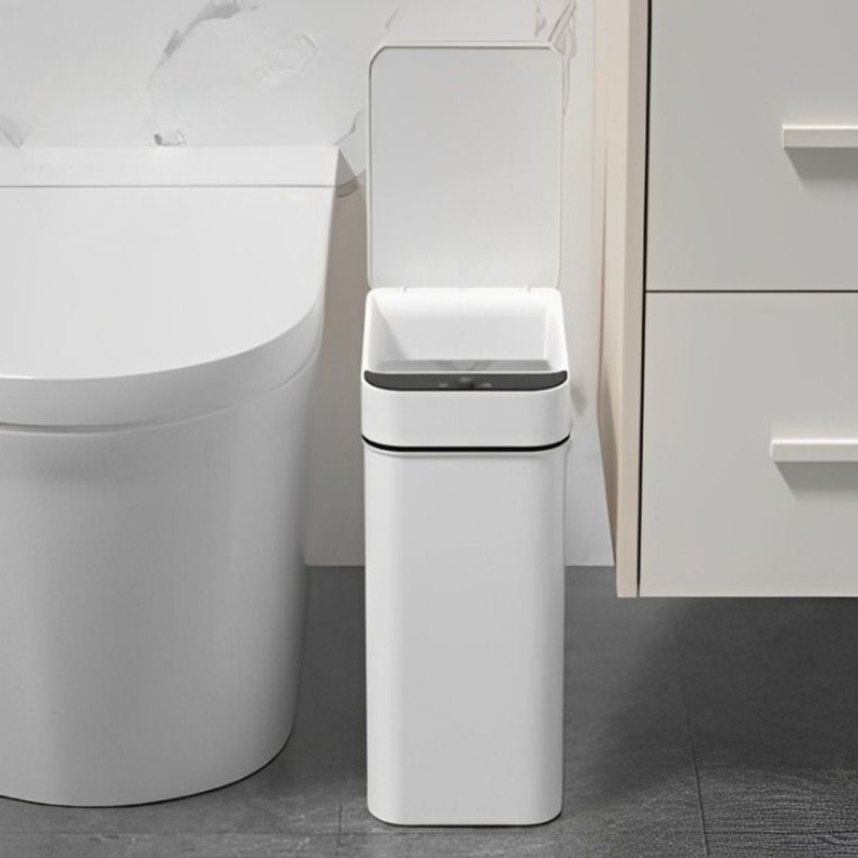 Lixeira Automática Sensor De Proximidade Led 13 Litros de Pilha Branco