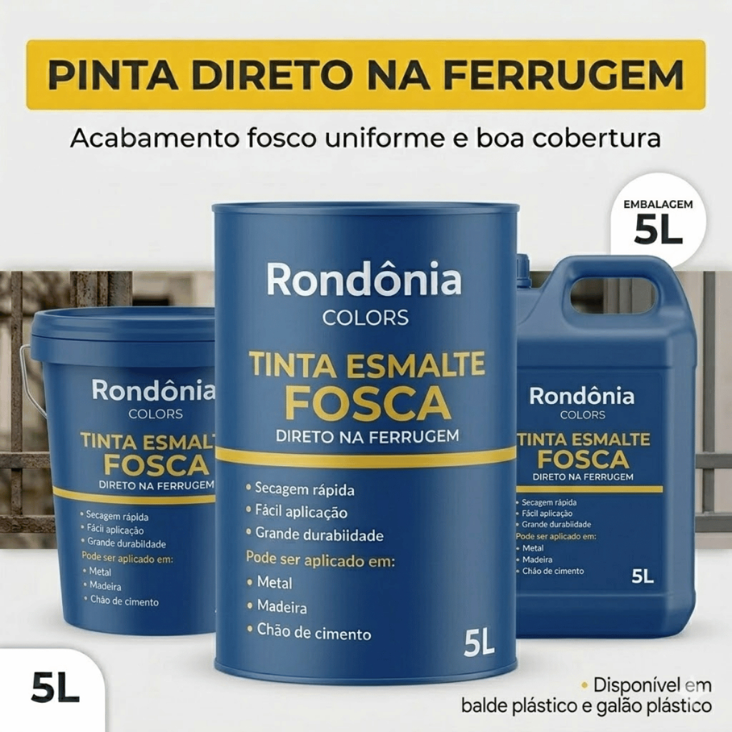 Esmalte 5L Fosco Alto Rendimento Secagem Rápida Cobertura Uniforme Uso Interno Externo Proteção