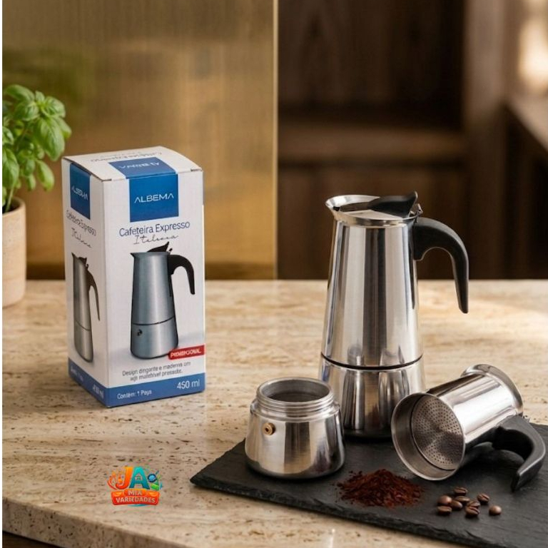 Cafeteira Italiana Inox 450ml Albema Moka Espresso Profissional Café Gourmet