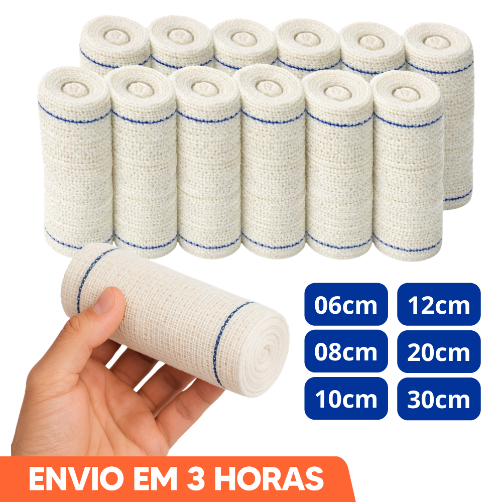 12 Rolos Atadura De Crepom 13 Fios Todos Tamanhos