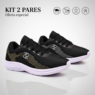 Kit 2 Pares Tênis Masculino Confortável com Solado Macio e Tecido Respirável – Academia, Caminhada e Trabalho em Oferta na Shopee