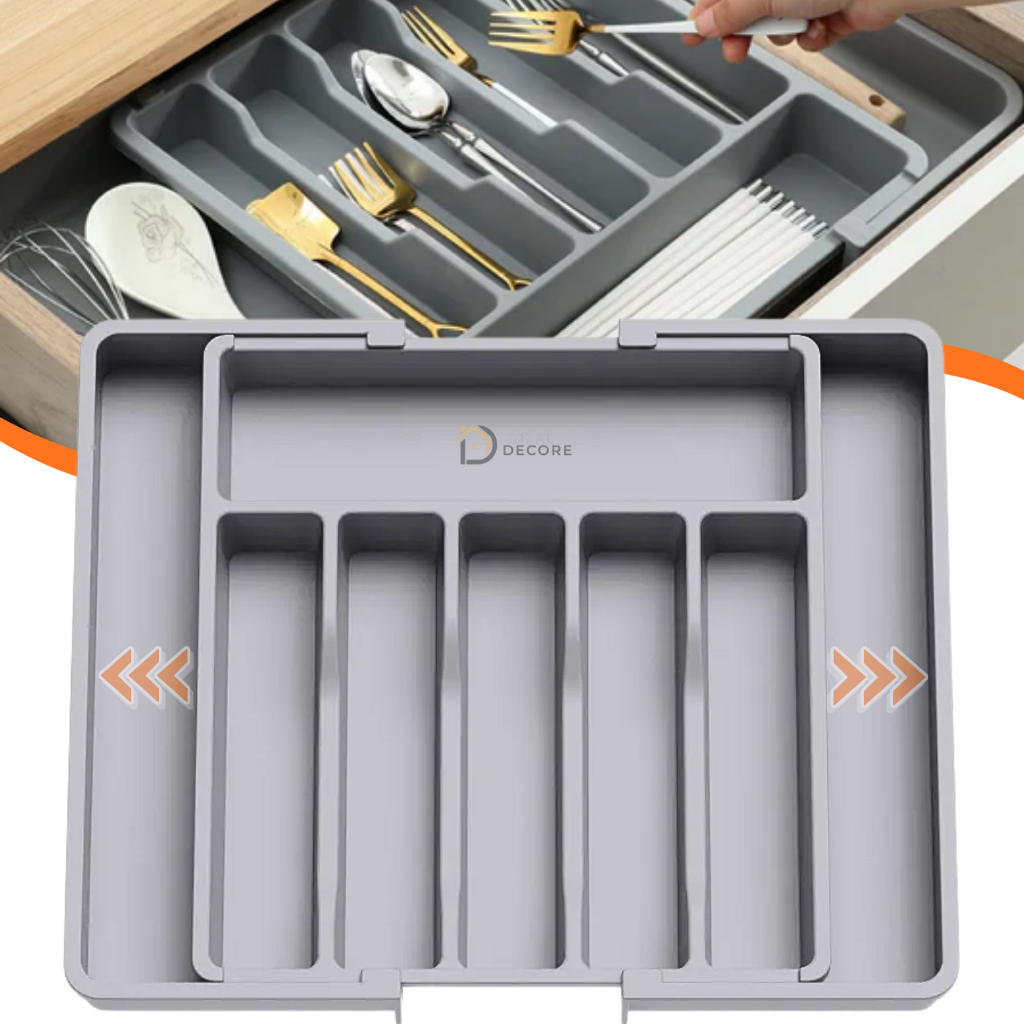 Organizador de Gaveta Porta Talheres Extensível Separador Gaveteiro Ajustável Para Cozinha Com Extensor