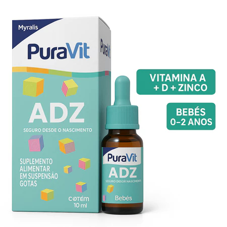 Puravit ADZ Gotas 10ml Bebê | Vitamina A + D + Zinco | Imunidade