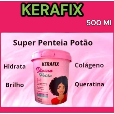 Máscara 2 em 1  Creme para Pentear / Creme Hidratante + Óleos, Queratina e Colágeno Vegetais    cabelo cacheado e cresp